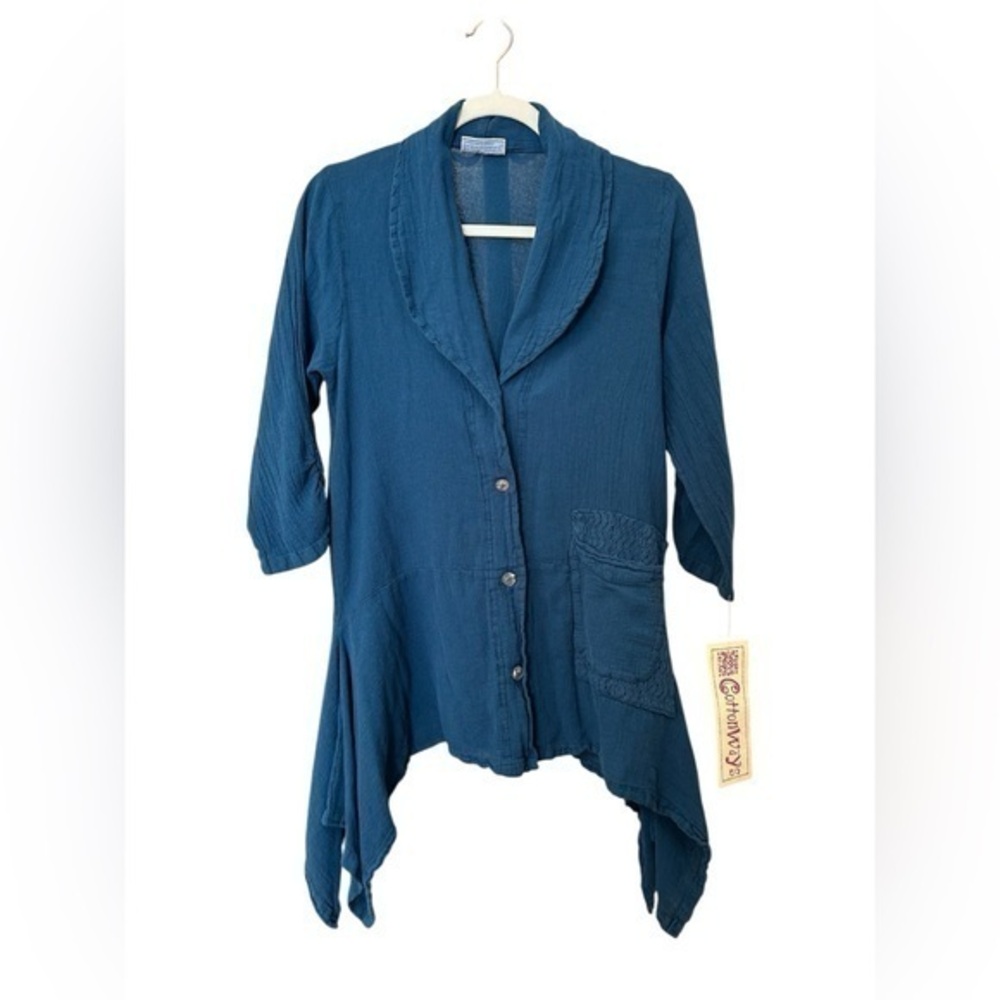 NWT Indigo Blue Brett Jacket, Size Small Oversized